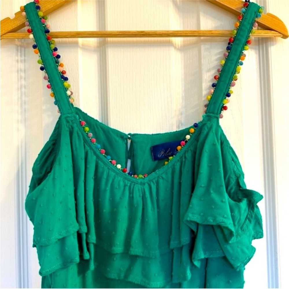 Blue Rain Green Ruffled Dress